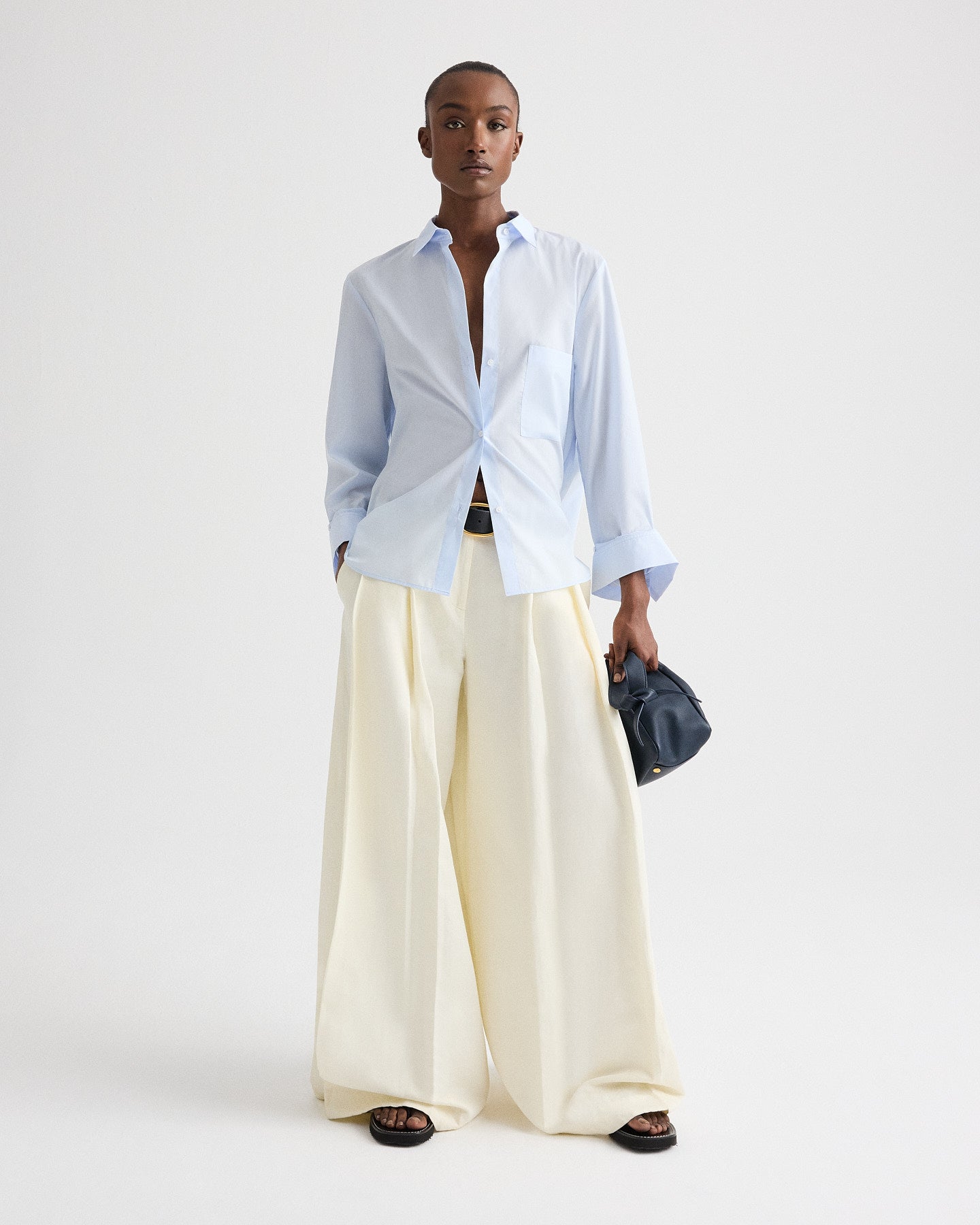 TWP Baby blue Next Morning Shirt in Superfine Cotton view 3