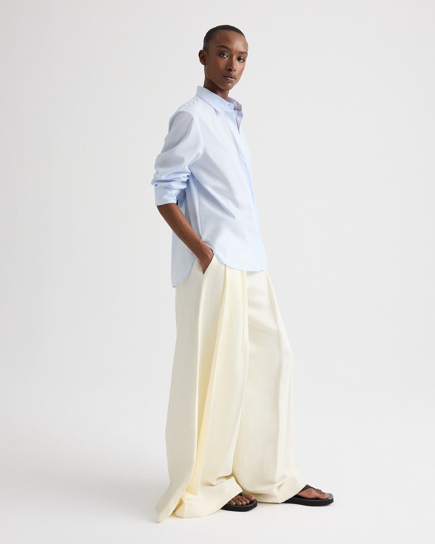 TWP Baby blue Next Morning Shirt in Superfine Cotton view 4