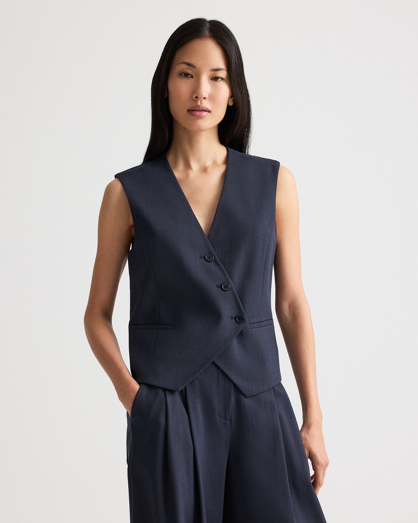 Indigo Tyler Vest in Italian Wool Twill | TWP