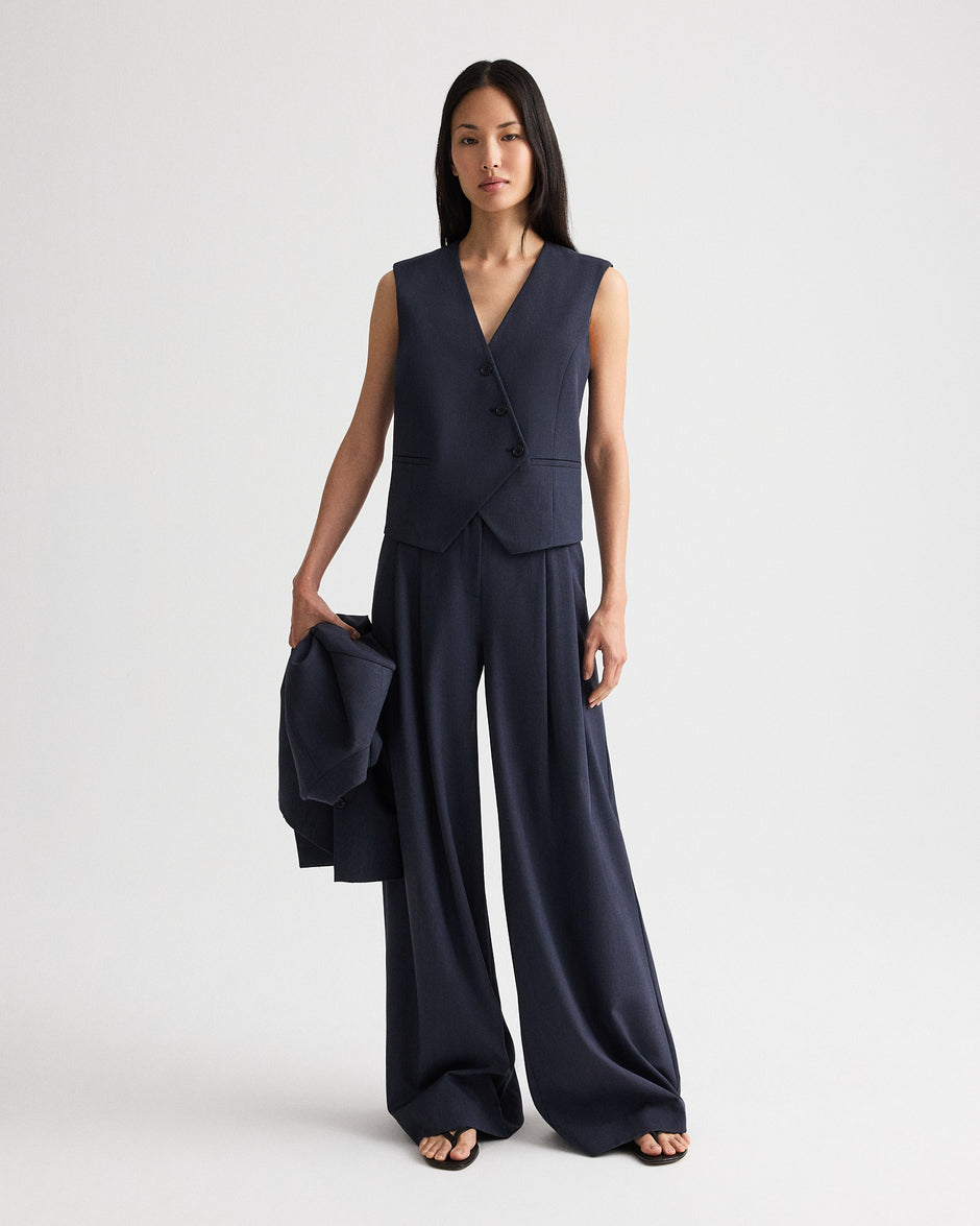 TWP Indigo Tyler Vest in Italian Wool Twill view 4