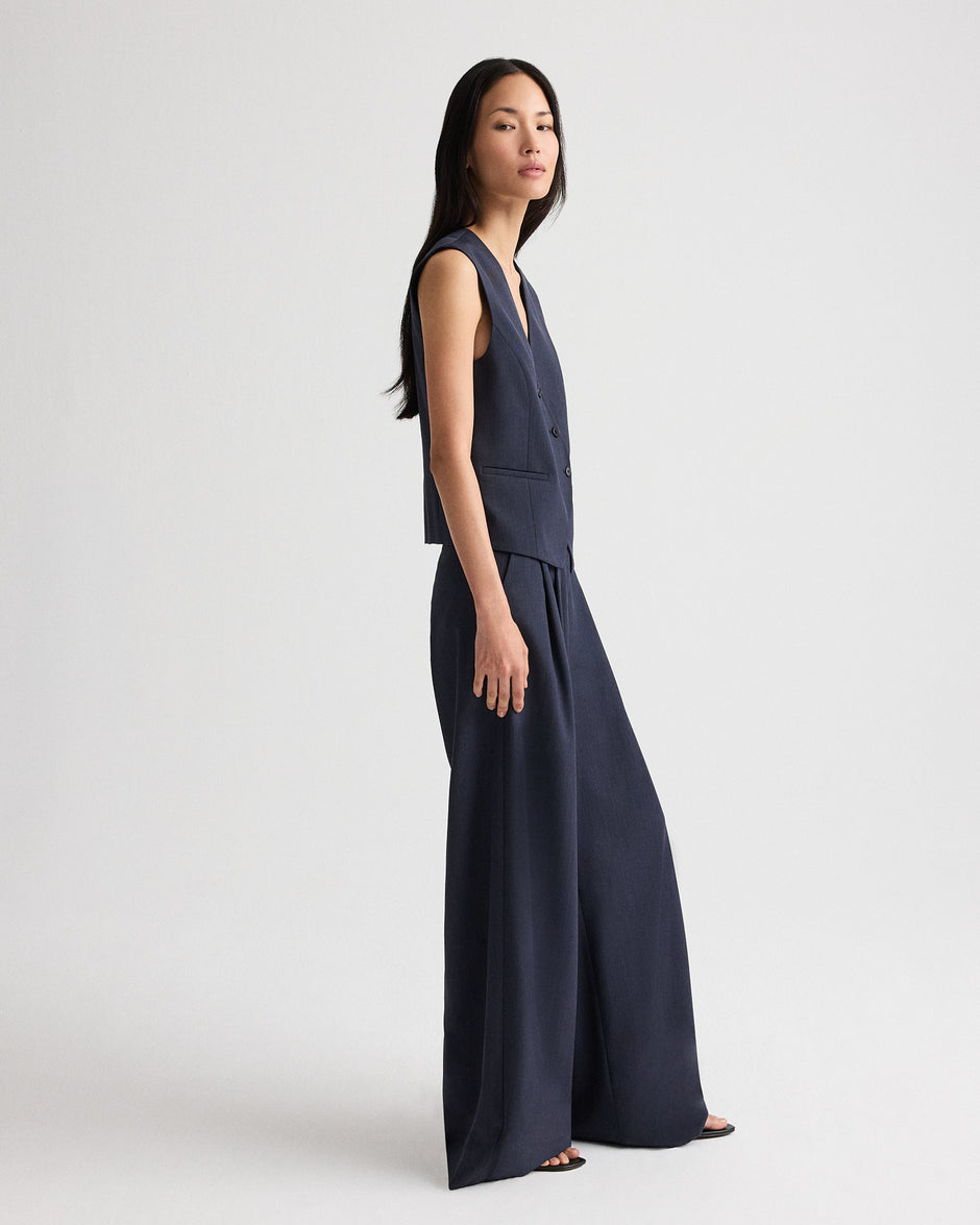 TWP Indigo Tyler Vest in Italian Wool Twill view 1