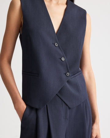 TWP Indigo Tyler Vest in Italian Wool Twill view 3