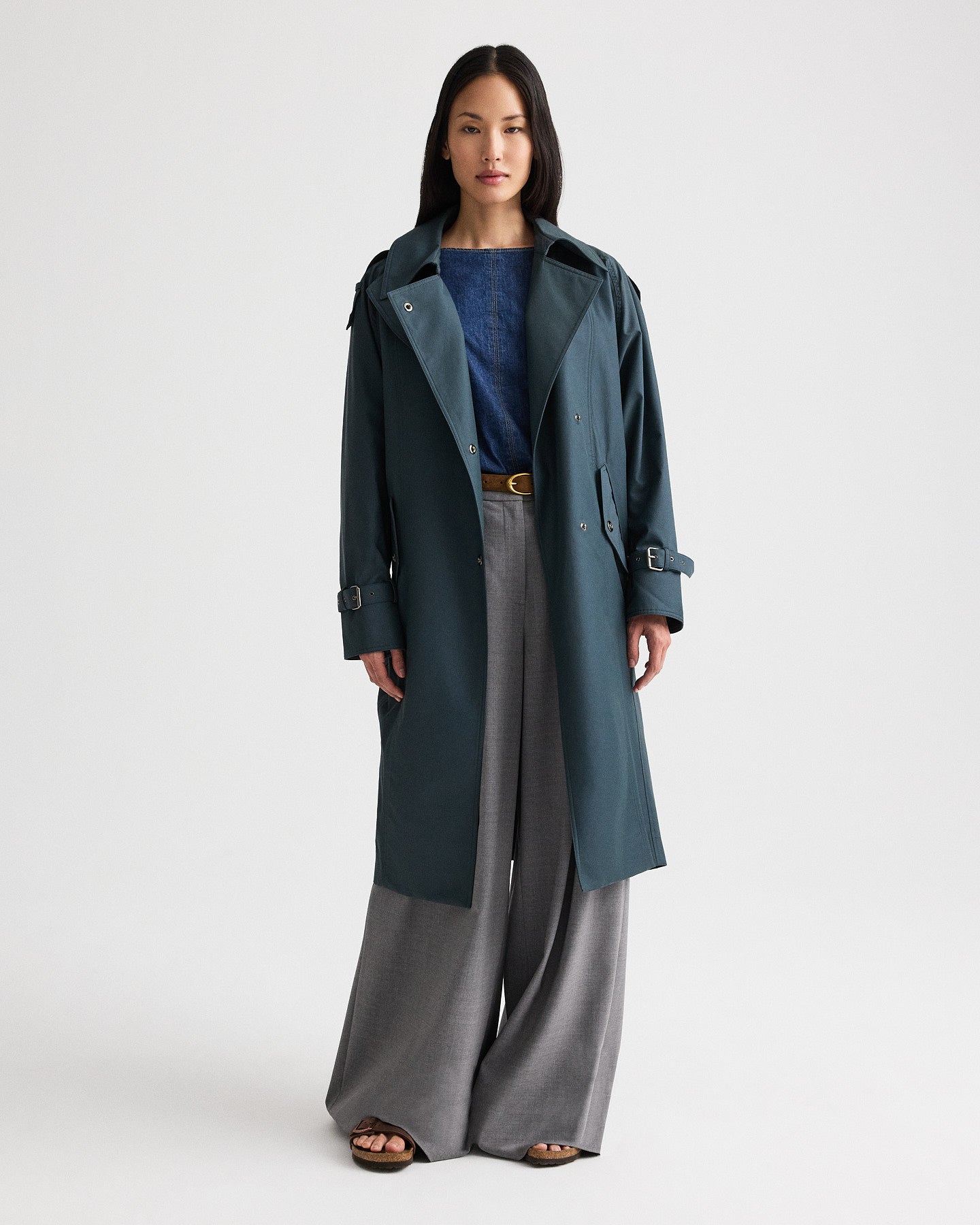 TWP Petrol Long Bogie Trench in Water Repellent Twill view 3