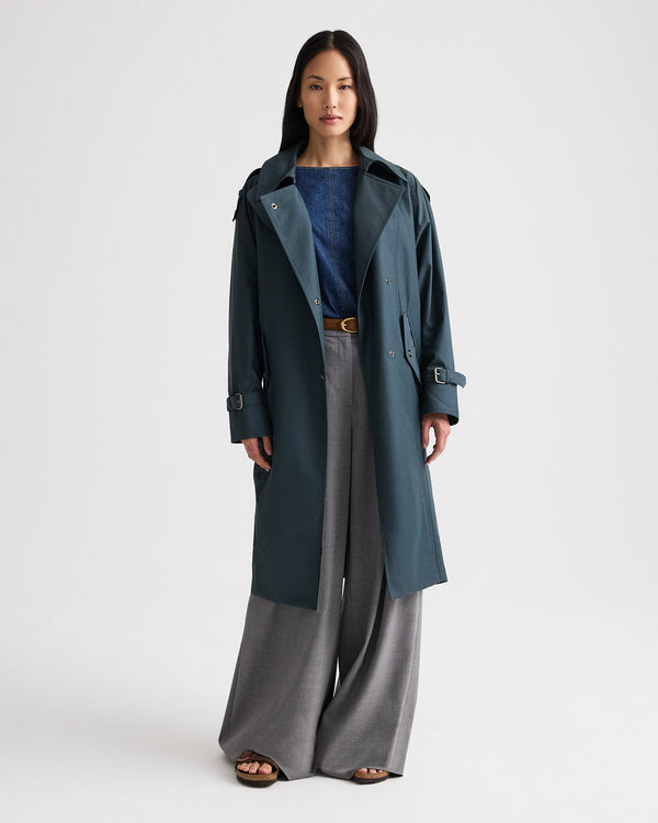 TWP Petrol Long Bogie Trench in Water Repellent Twill view 3