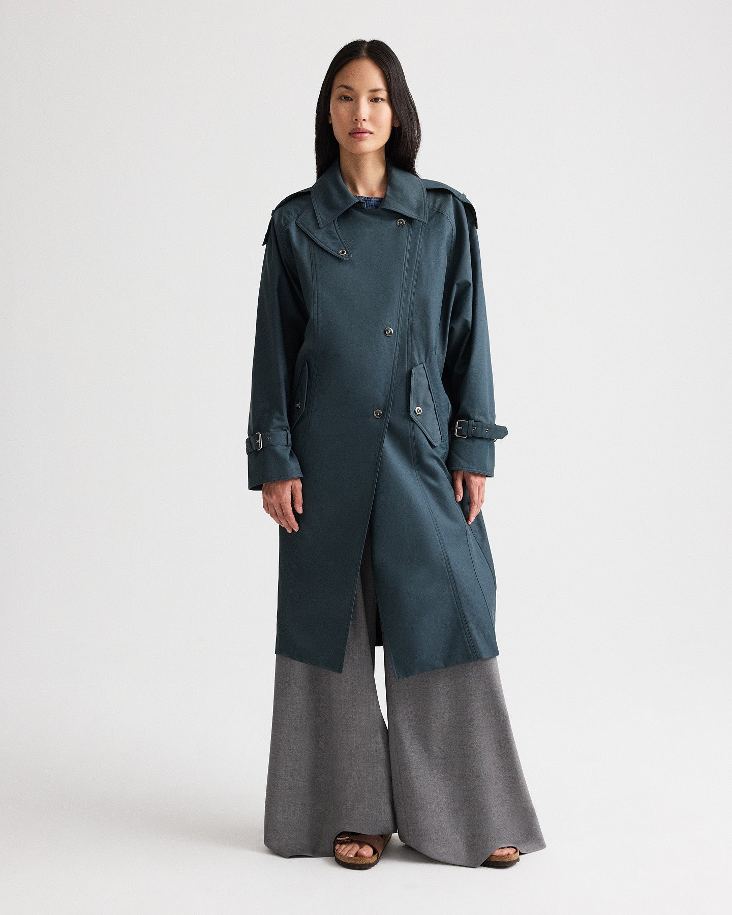 TWP Petrol Long Bogie Trench in Water Repellent Twill view 1
