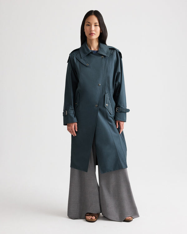 TWP Petrol Long Bogie Trench in Water Repellent Twill view 1