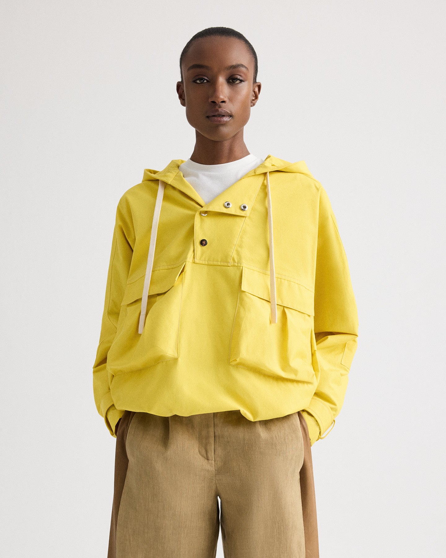 TWP Yellow Rain Check Hoodie in Water Repellent Twill view 1