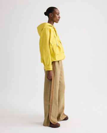 TWP Yellow Rain Check Hoodie in Water Repellent Twill view 4