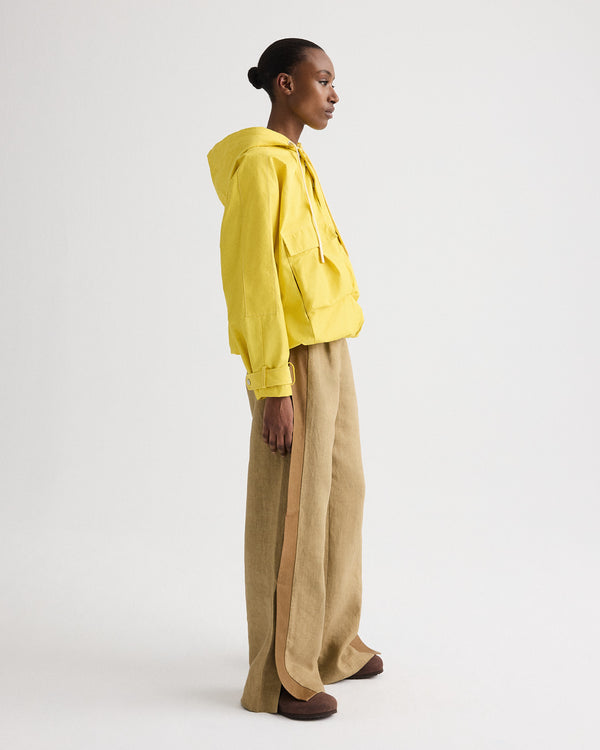 TWP Yellow Rain Check Hoodie in Water Repellent Twill view 4