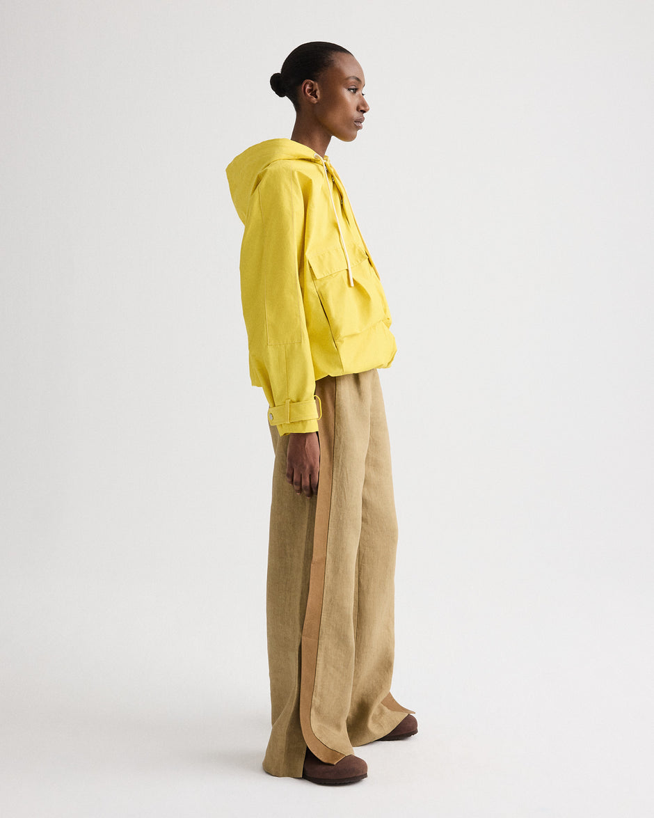 TWP Yellow Rain Check Hoodie in Water Repellent Twill view 4