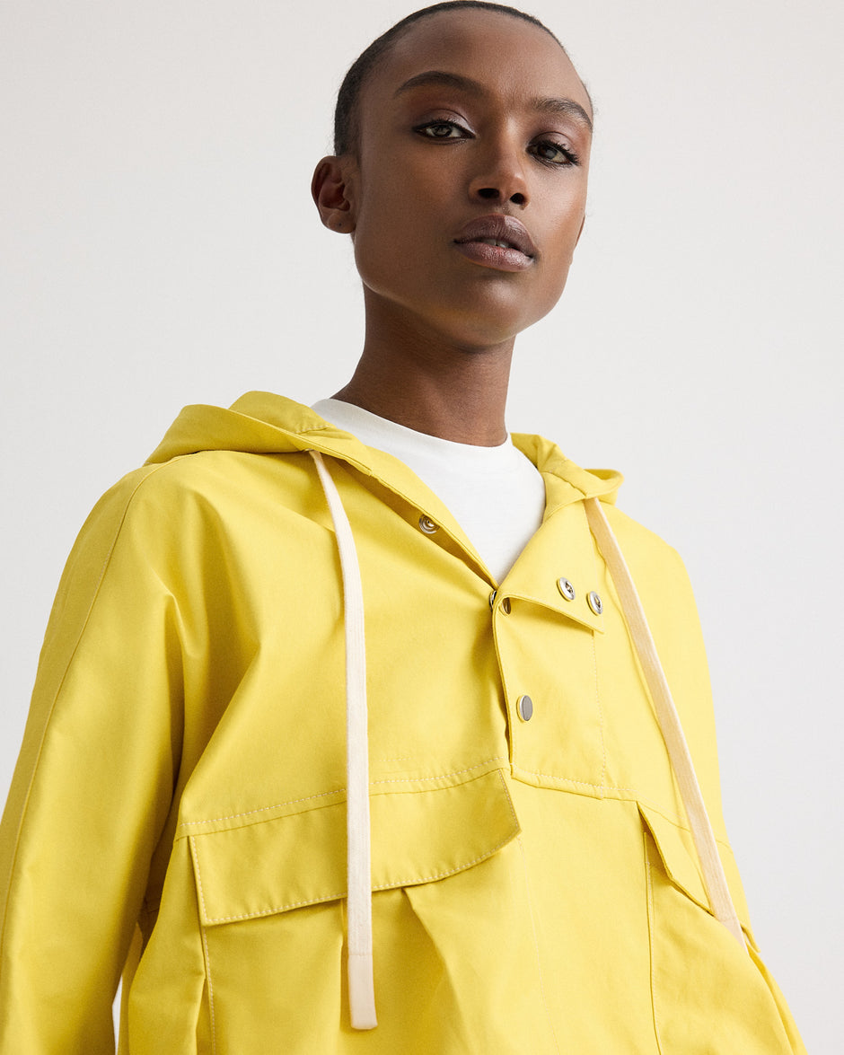 TWP Yellow Rain Check Hoodie in Water Repellent Twill view 2