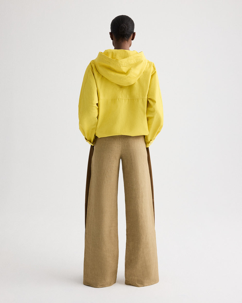 TWP Yellow Rain Check Hoodie in Water Repellent Twill view 5