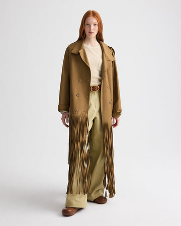 TWP British khaki Fringe Benefit Coat in Water Repellent Twill view 4