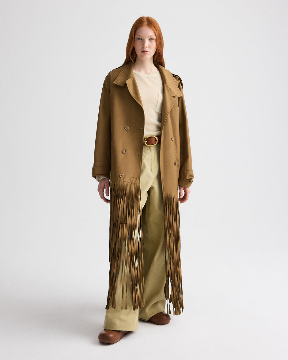 TWP British khaki Fringe Benefit Coat in Water Repellent Twill view 4