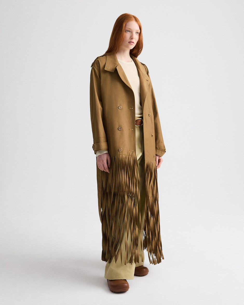 TWP British khaki Fringe Benefit Coat in Water Repellent Twill view 5