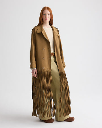TWP British khaki Fringe Benefit Coat in Water Repellent Twill view 1