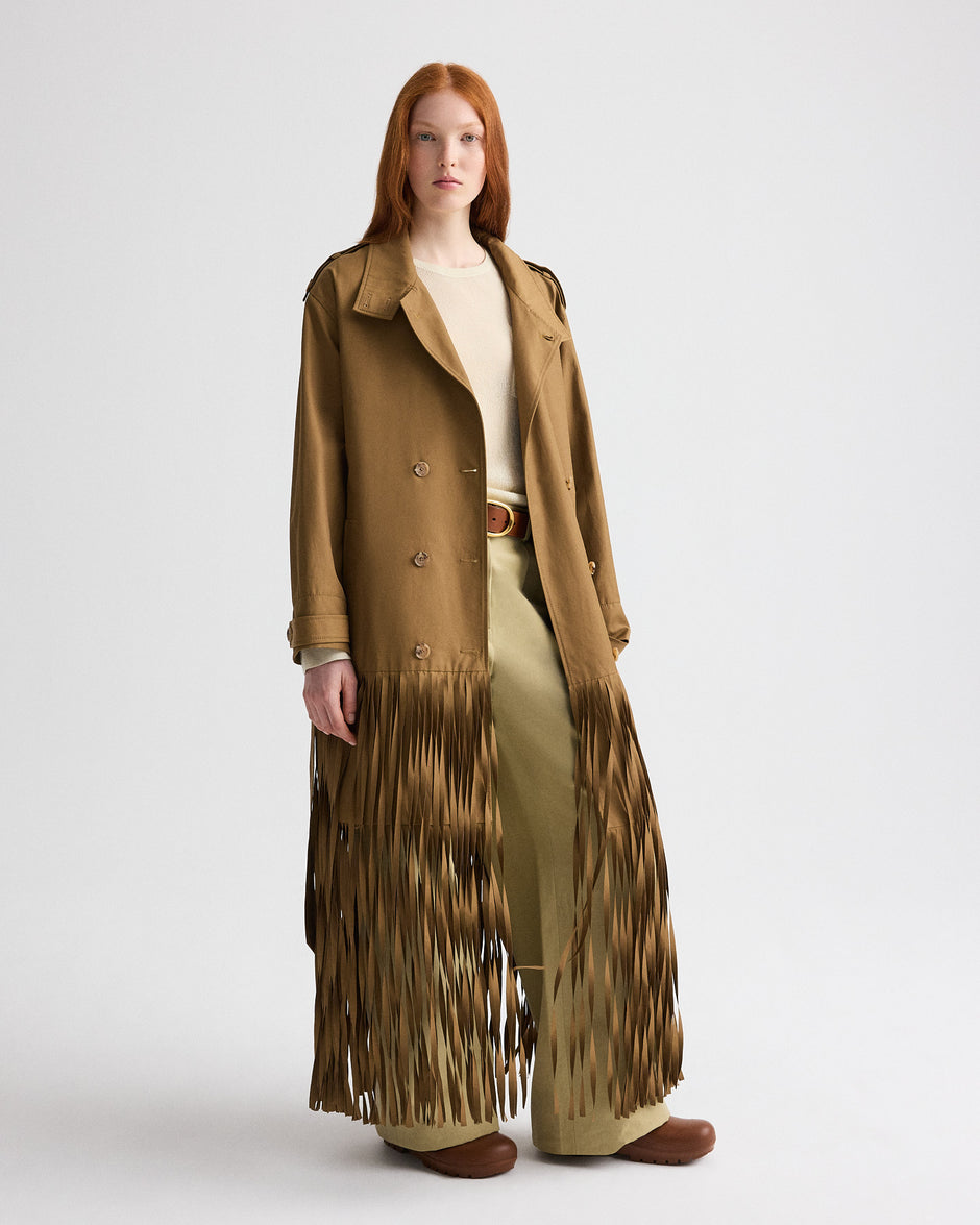 TWP British khaki Fringe Benefit Coat in Water Repellent Twill view 1