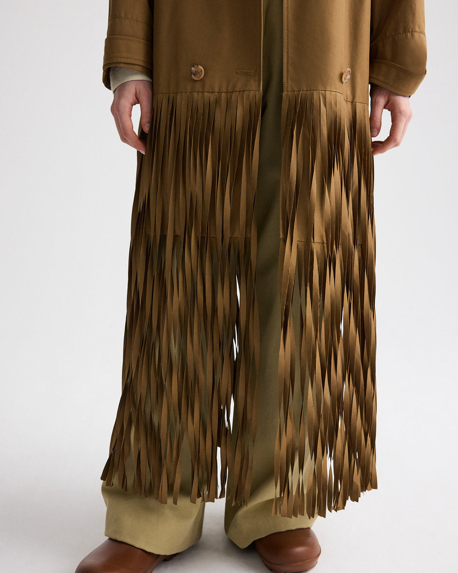 TWP British khaki Fringe Benefit Coat in Water Repellent Twill view 2