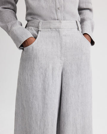 TWP Light heather grey Dillon Pant in Lightweight Washed Hemp Denim view 4