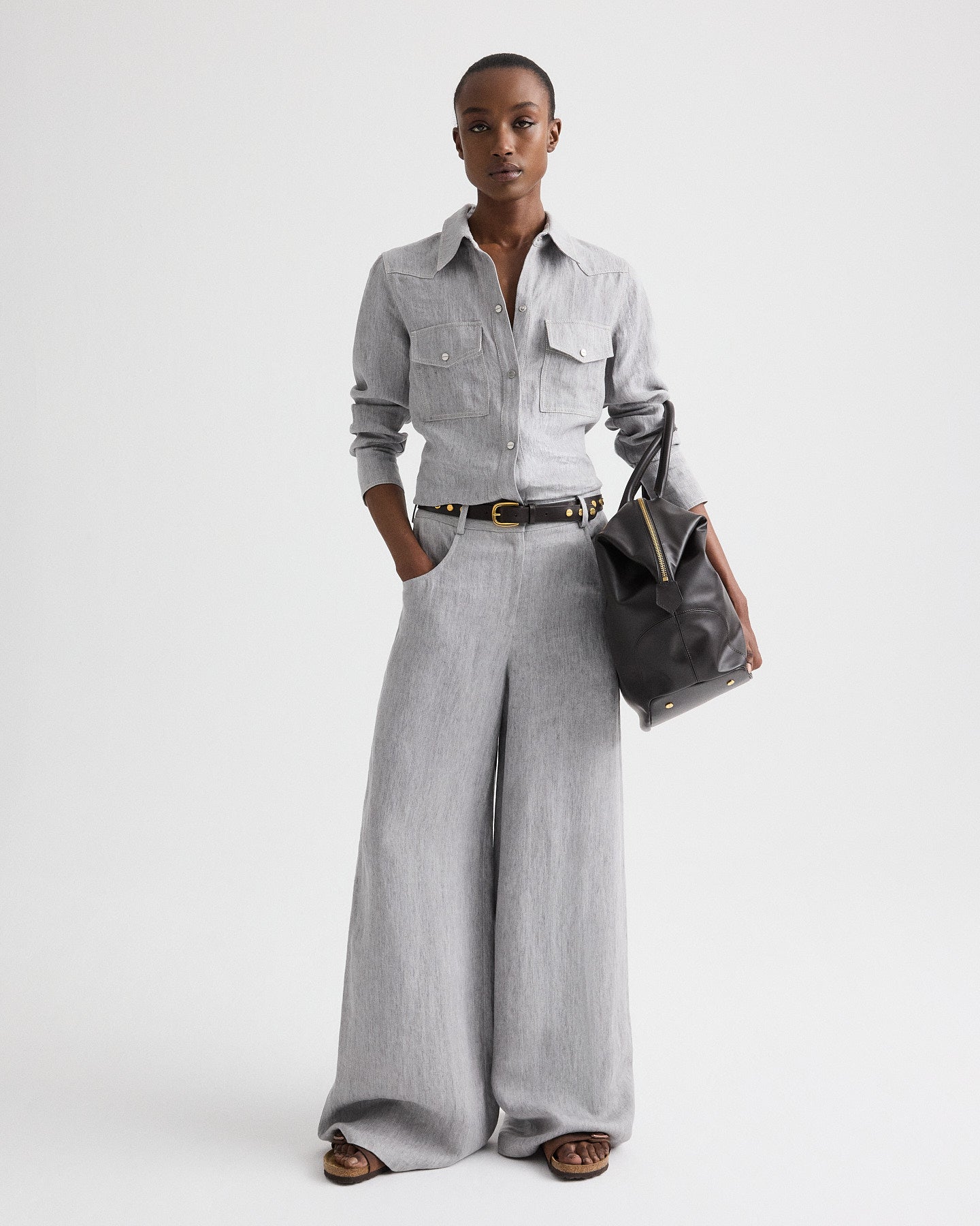 TWP Light heather grey Rancher’s Daughter in Lightweight Washed Hemp Denim view 4