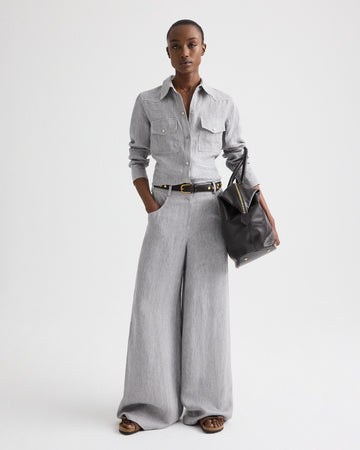 TWP Light heather grey Rancher’s Daughter in Lightweight Washed Hemp Denim view 4