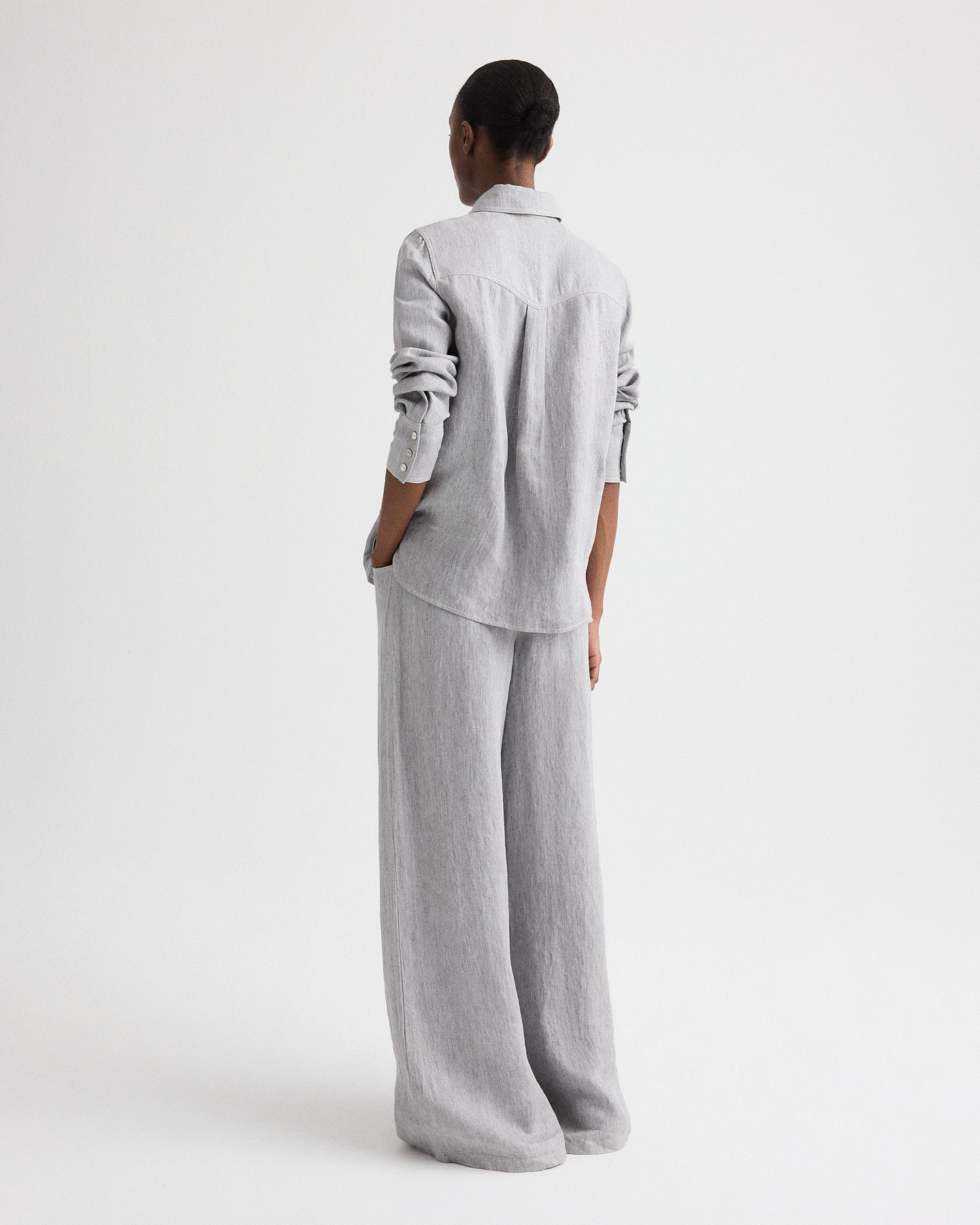 TWP Light heather grey Rancher’s Daughter in Lightweight Washed Hemp Denim view 5