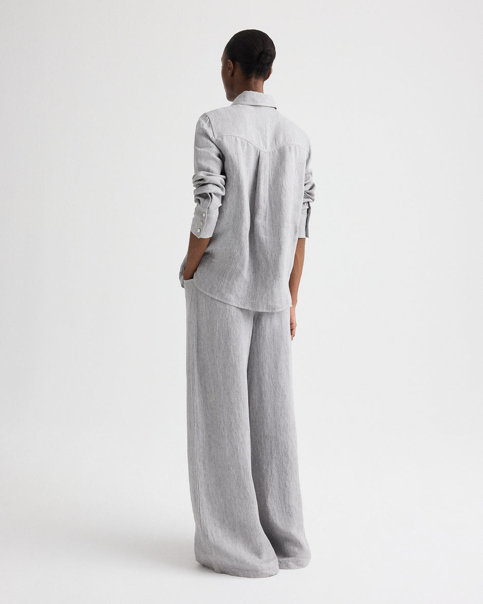 TWP Light heather grey Rancher’s Daughter in Lightweight Washed Hemp Denim view 5