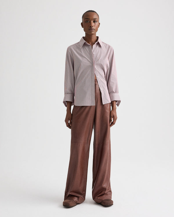 TWP White / wine Boyfriend Shirt in Superfine Mini Stripe view 4