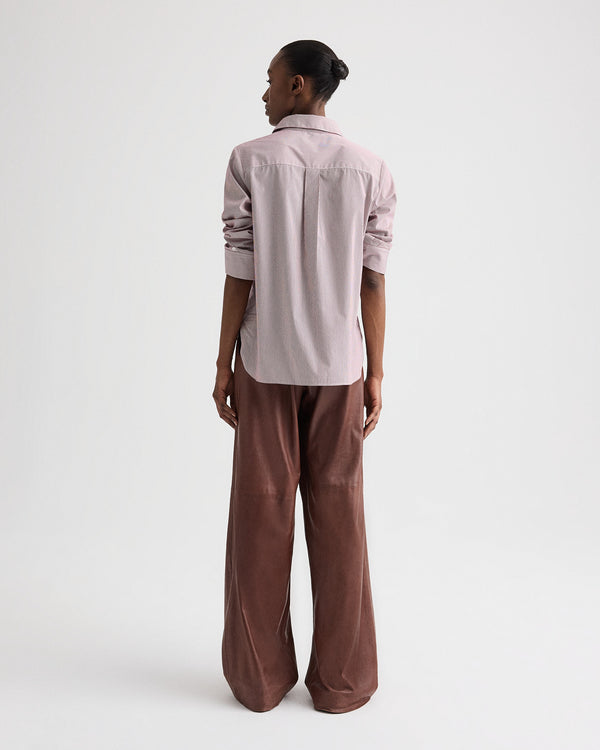 TWP White / wine Boyfriend Shirt in Superfine Mini Stripe view 5