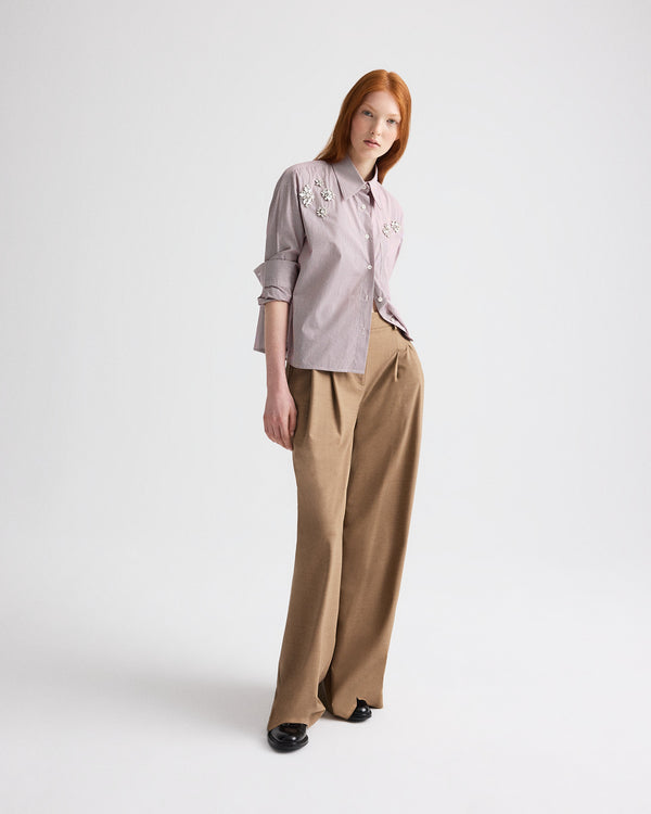 TWP White / wine J.D. Shirt with Crystals in Superfine Mini Stripe view 4