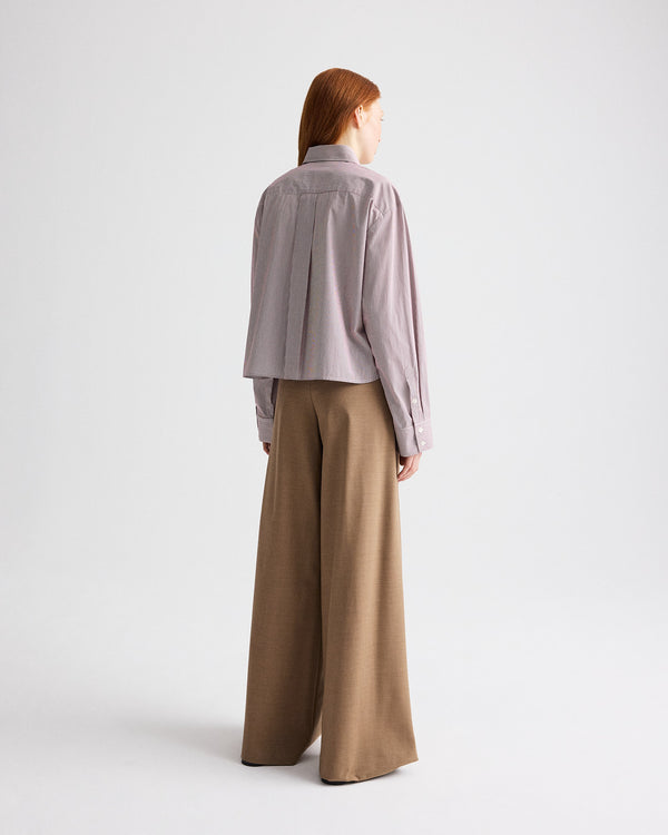 TWP White / wine J.D. Shirt with Crystals in Superfine Mini Stripe view 5