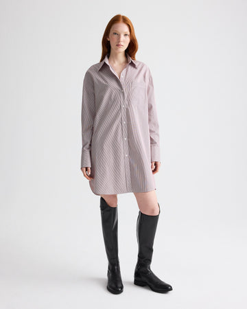 TWP White / wine Big Joe Shirt Dress in Superfine Mini Stripe view 3