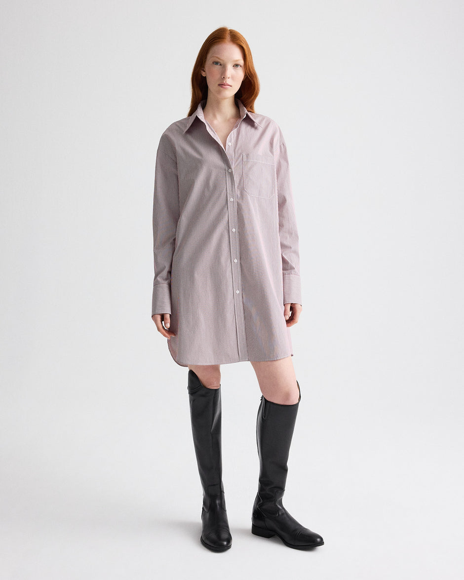 TWP White / wine Big Joe Shirt Dress in Superfine Mini Stripe view 3