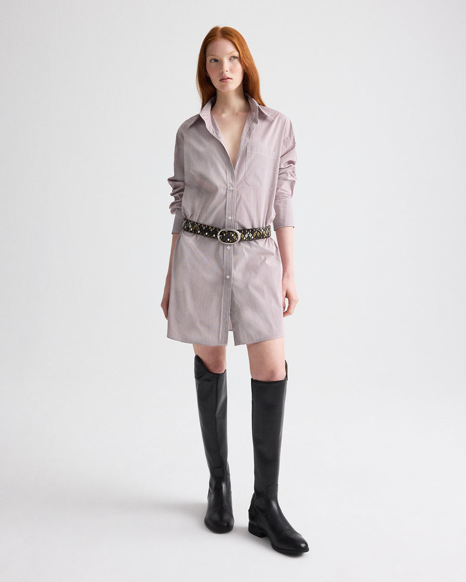 TWP White / wine Big Joe Shirt Dress in Superfine Mini Stripe view 1