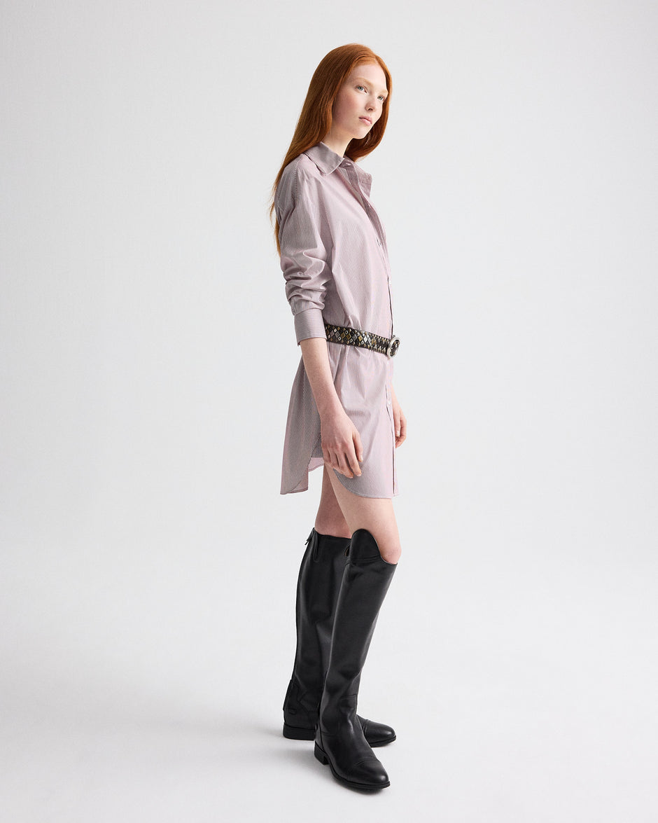 TWP White / wine Big Joe Shirt Dress in Superfine Mini Stripe view 2