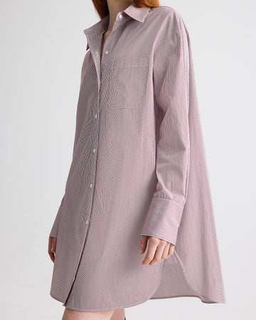 TWP White / wine Big Joe Shirt Dress in Superfine Mini Stripe view 4