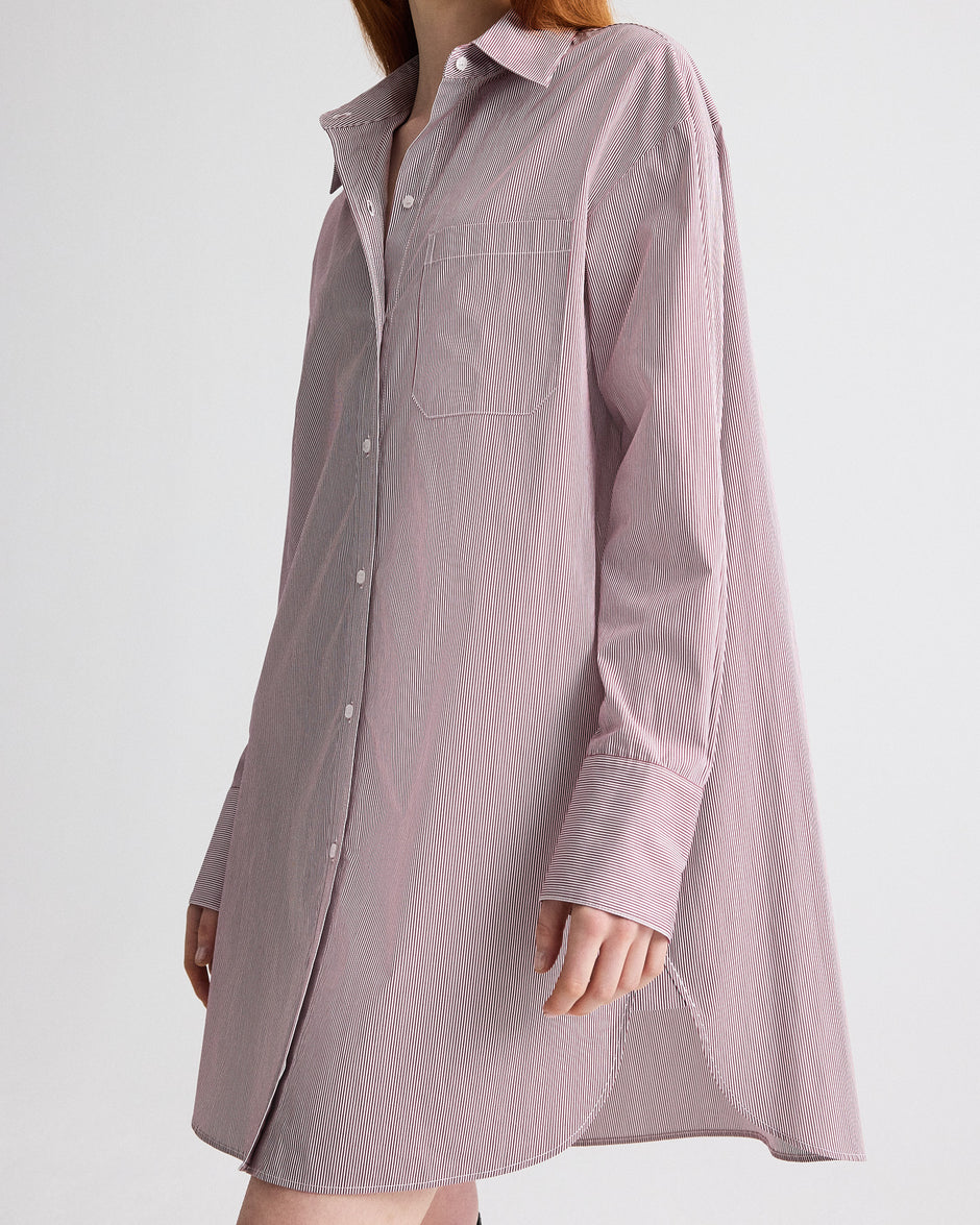 TWP White / wine Big Joe Shirt Dress in Superfine Mini Stripe view 4