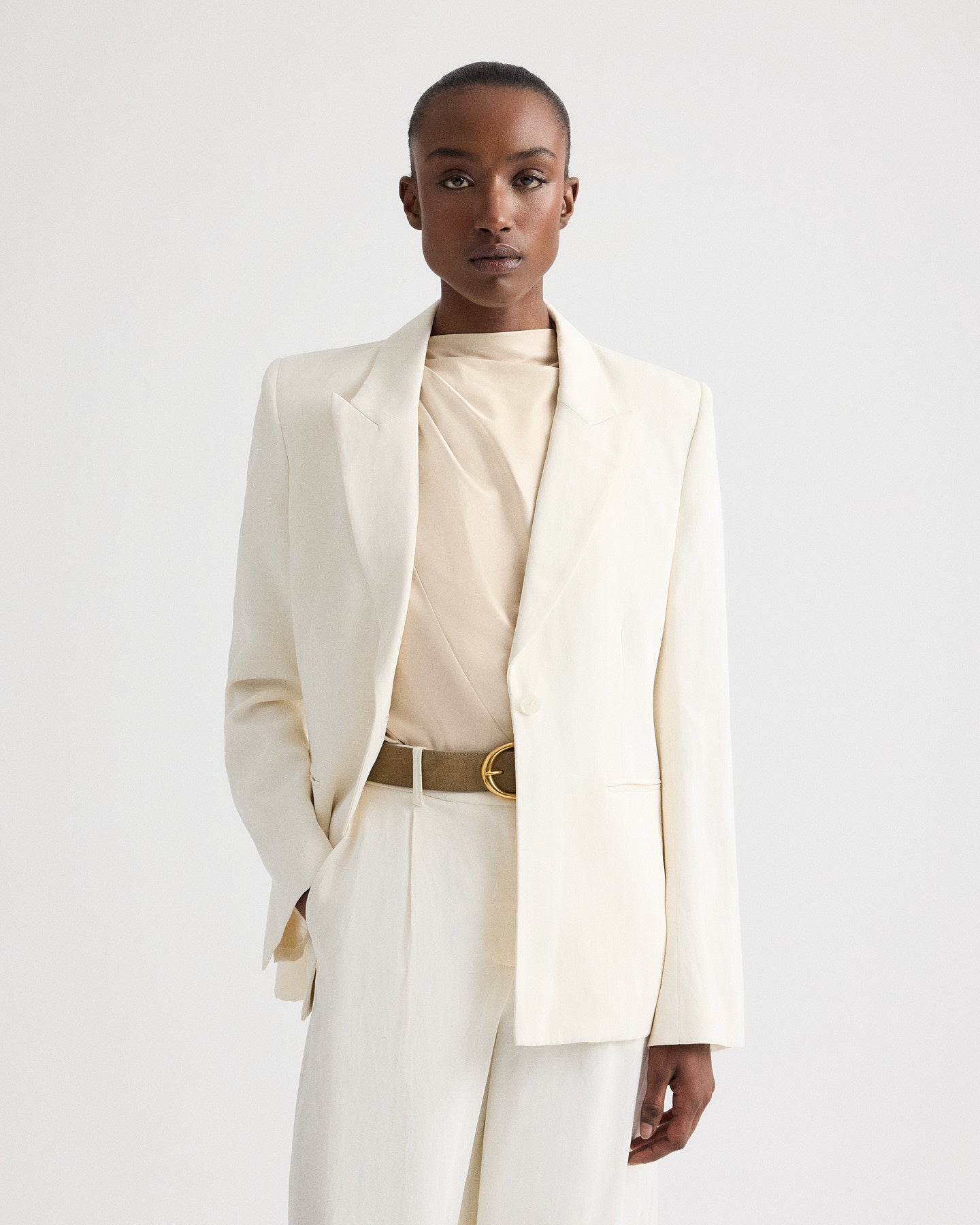 TWP Bone Her Fit Blazer in Coated Viscose Linen view 1