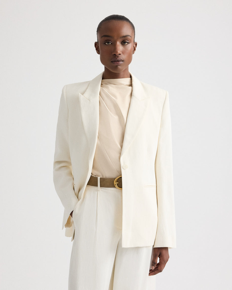 TWP Bone Her Fit Blazer in Coated Viscose Linen view 1