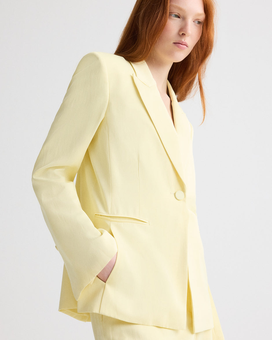 TWP Flan Her Fit Blazer in Coated Viscose Linen view 3