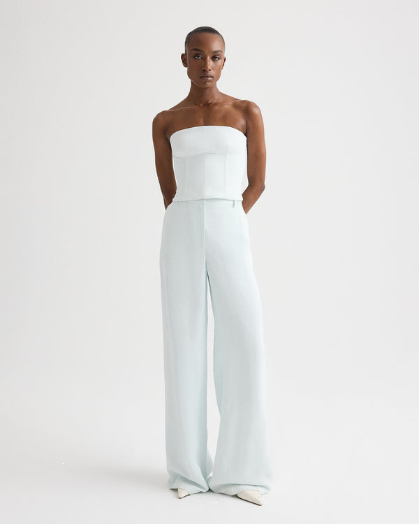 TWP Blue flower Dylan Pant in Coated Viscose Linen view 1