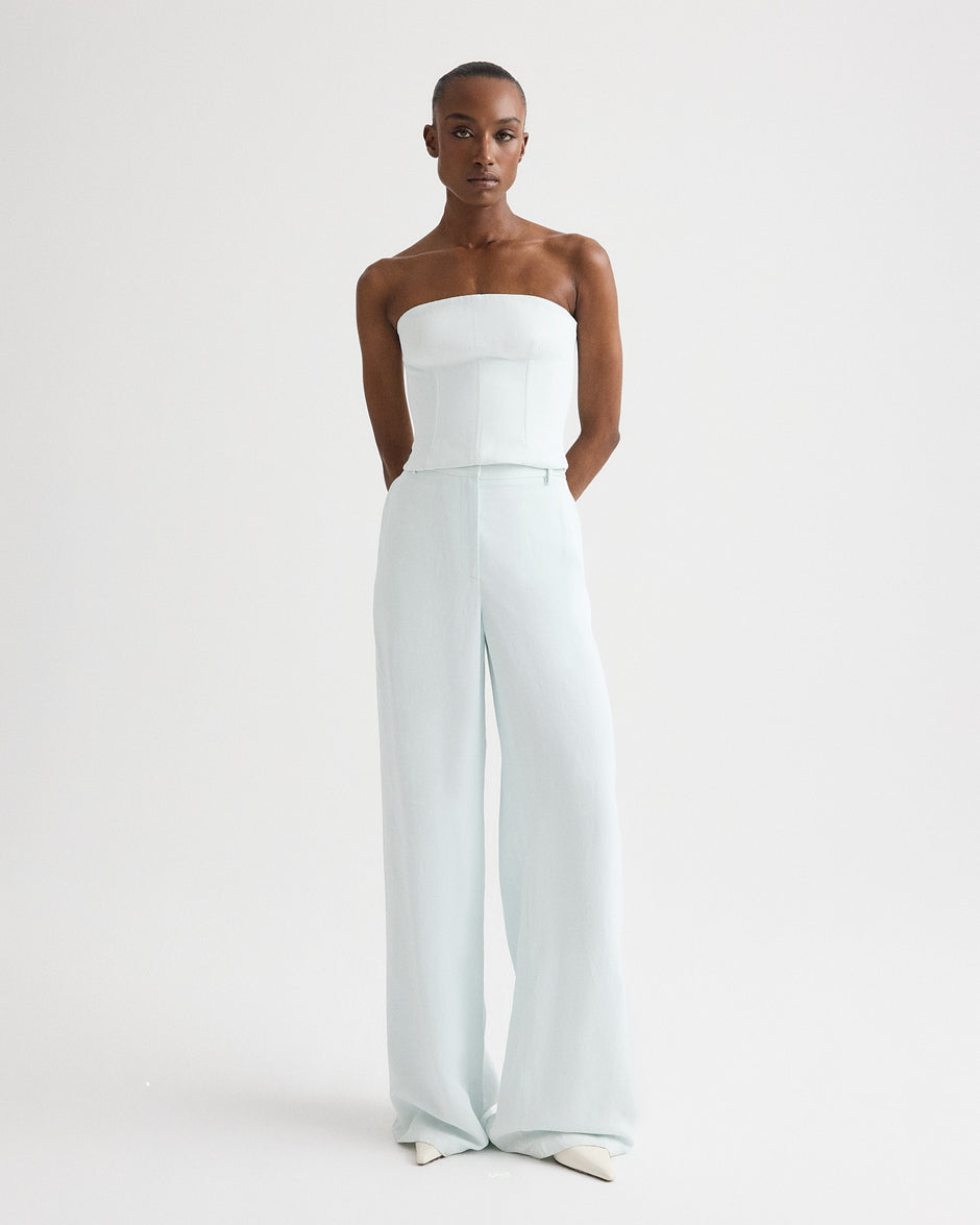 TWP Blue flower Dylan Pant in Coated Viscose Linen view 1