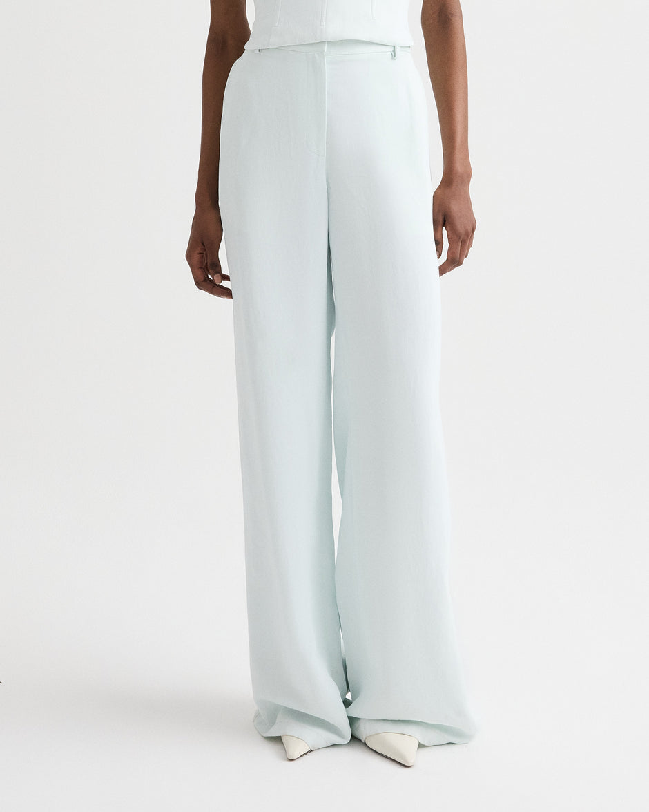 TWP Blue flower Dylan Pant in Coated Viscose Linen view 3