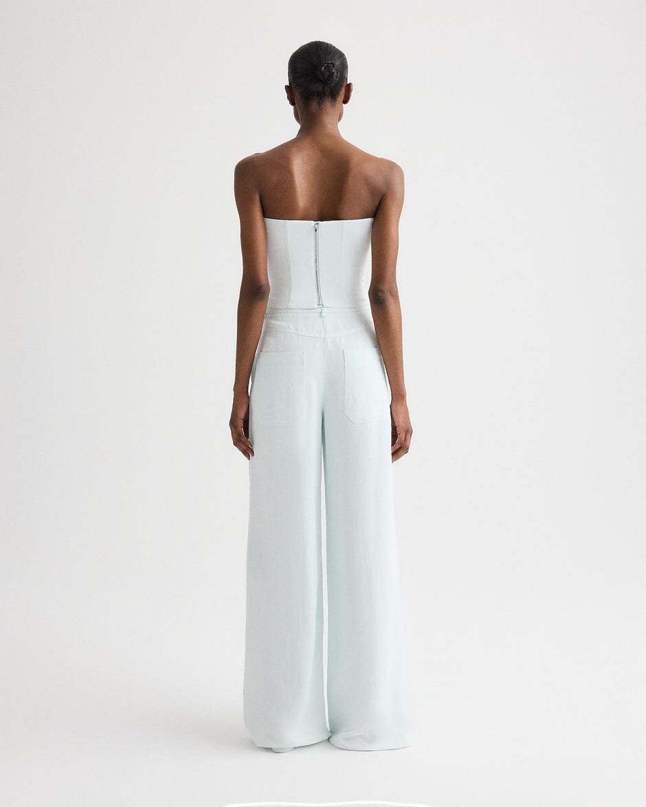 TWP Blue flower Dylan Pant in Coated Viscose Linen view 5