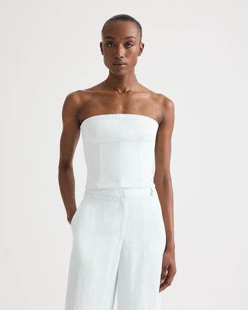 TWP Blue flower Jillian Bustier in Coated Viscose Linen view 1