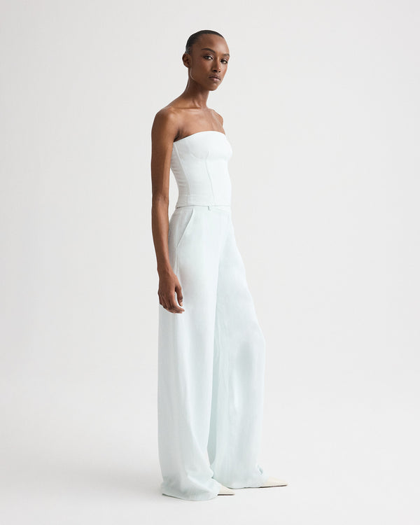 TWP Blue flower Jillian Bustier in Coated Viscose Linen view 4
