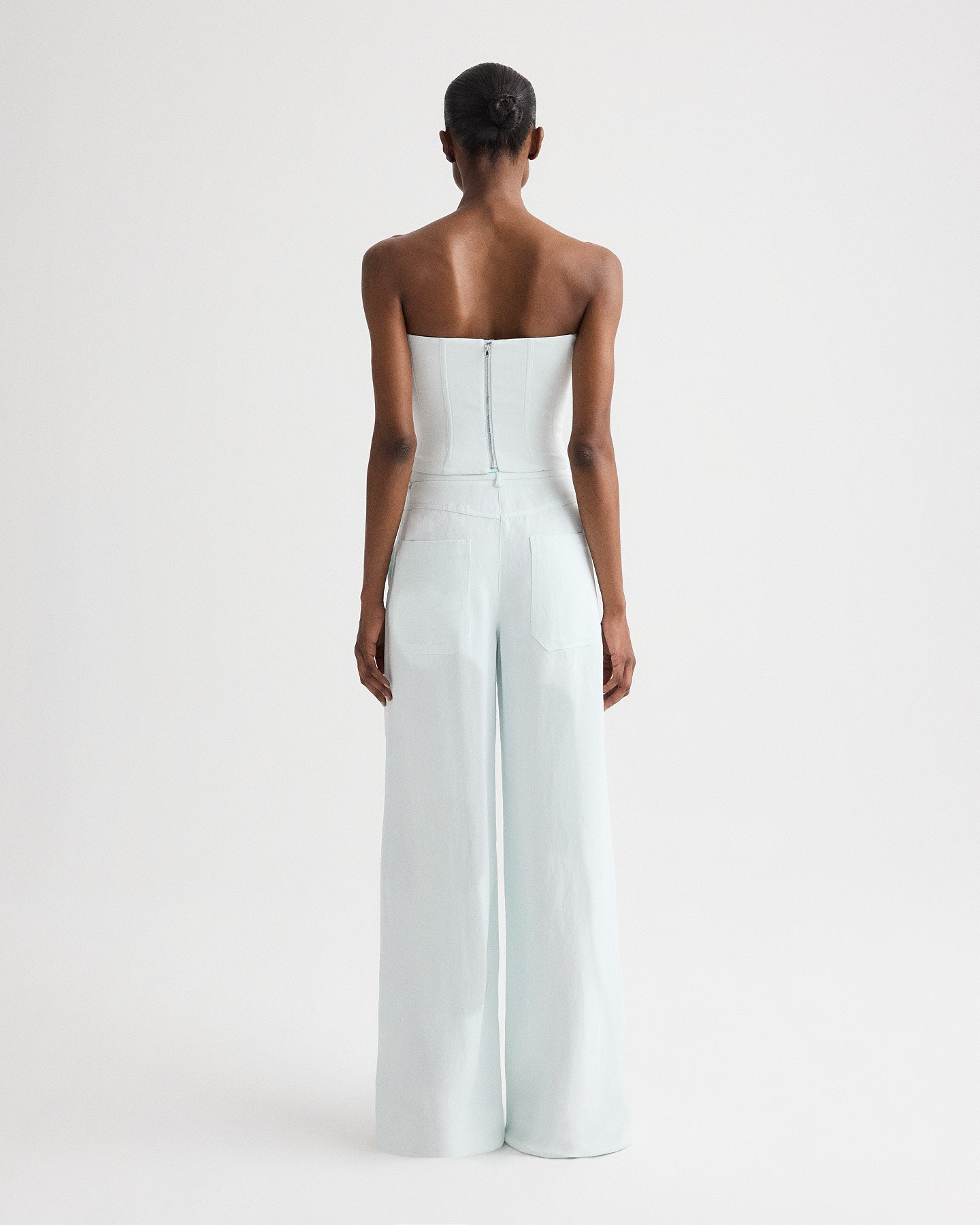 Blue flower Jillian Bustier in Coated Viscose Linen | TWP