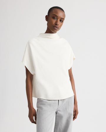 TWP Bone Mock Neck Tee in Coated Viscose Linen view 1