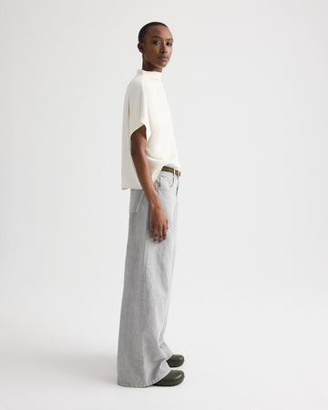 TWP Bone Mock Neck Tee in Coated Viscose Linen view 4