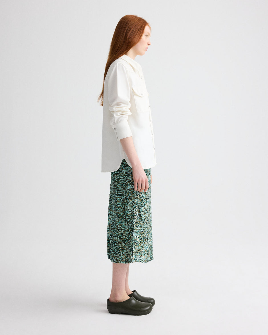 TWP White Ranchers Daughter Shirt in Natural Denim view 4